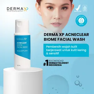 Derma XP AcneClear Biome Facial Wash 50ml - Sabun Pembersih Wajah Jerawat Kulit Kering & Sensitif BPOM NA18221201835 Tanpa Alkohol Teruji Klinis