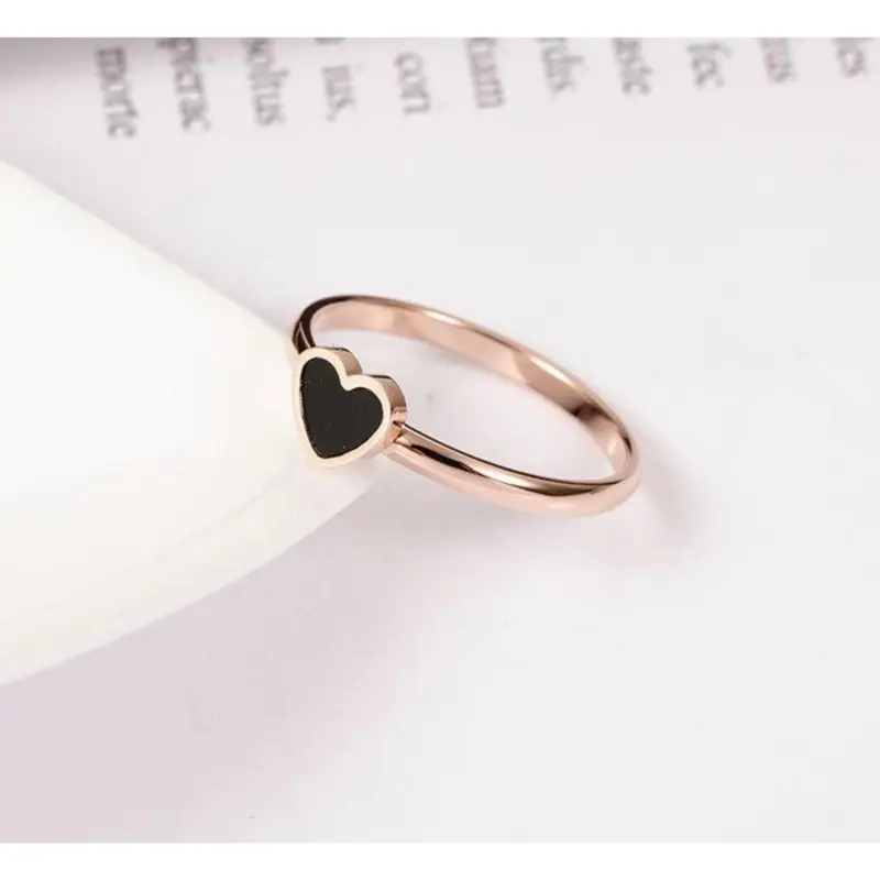 Cincin Korea Hati Zirkon Hitam Untuk Wanita Murah. A-03 Rings 7