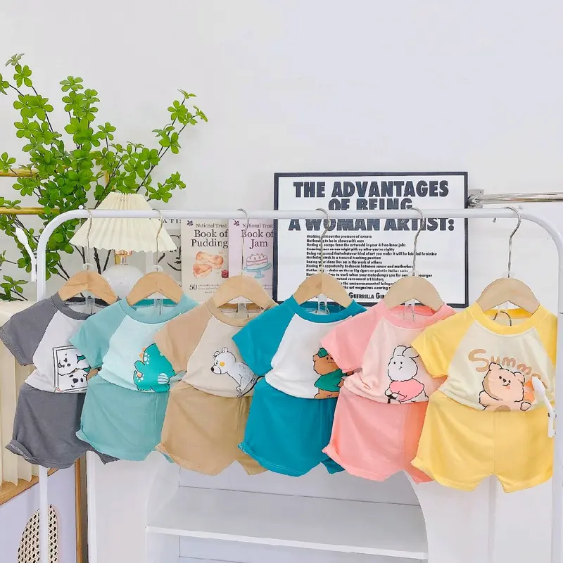04 Bộ Thun lạnh cho bé trai bé gái size từ 7-15kg  màu ngẫu nhiên (Theo những bảng màu e đã ghim, mẹ nào thích lấy bảng màu nào thì nhắn tin cho shop) Áo Thun 4