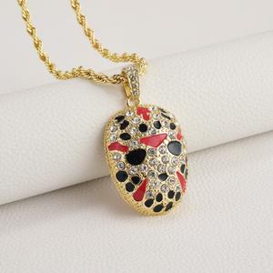 Kalung Loket, Unik, Emas - Perak - Bertatah Berlian, dengan Elemen Gergaji dan Topeng Seram baddies  chain