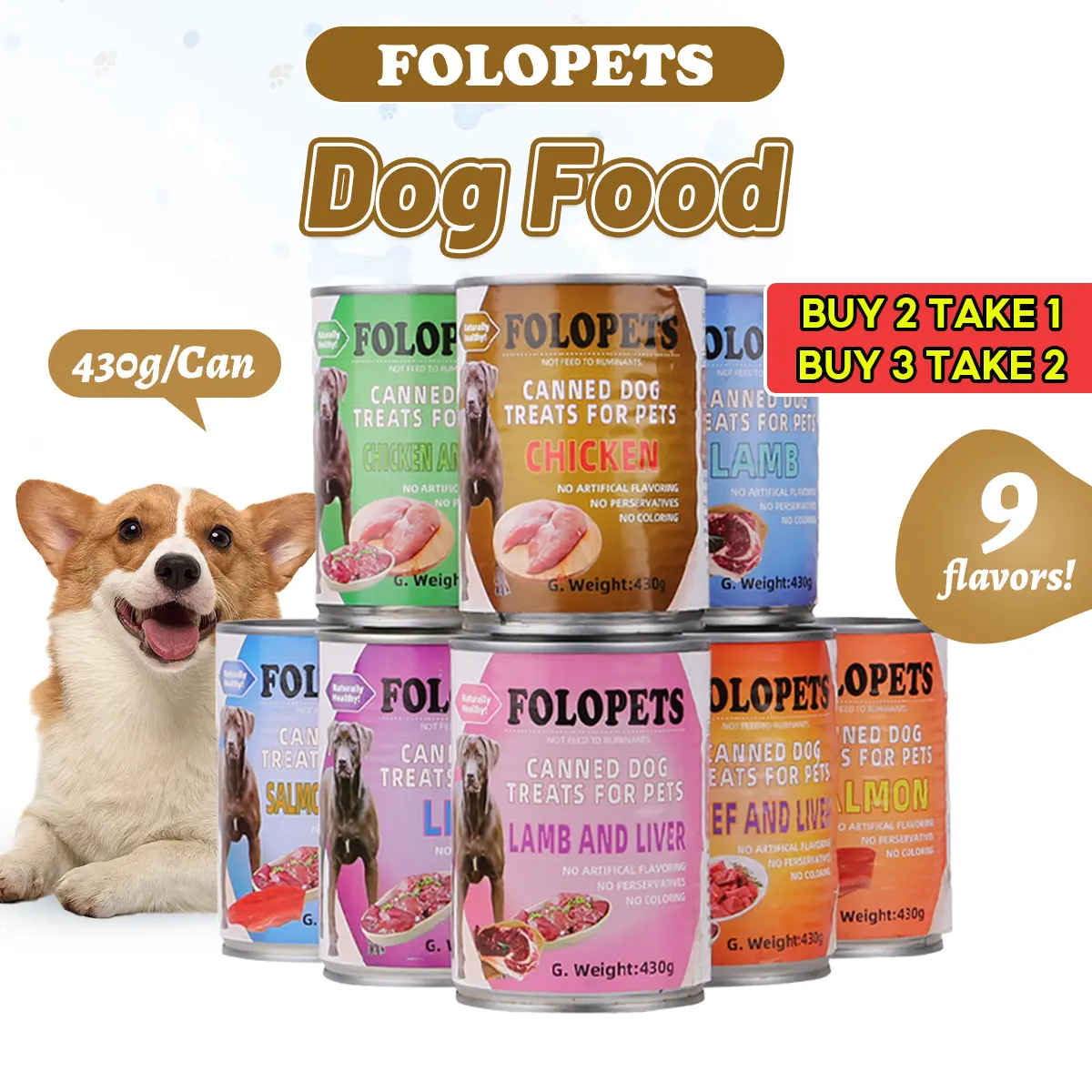 FOLOPETS dog food Can 430g big sale Pure Natural Organic Wet dog food ...