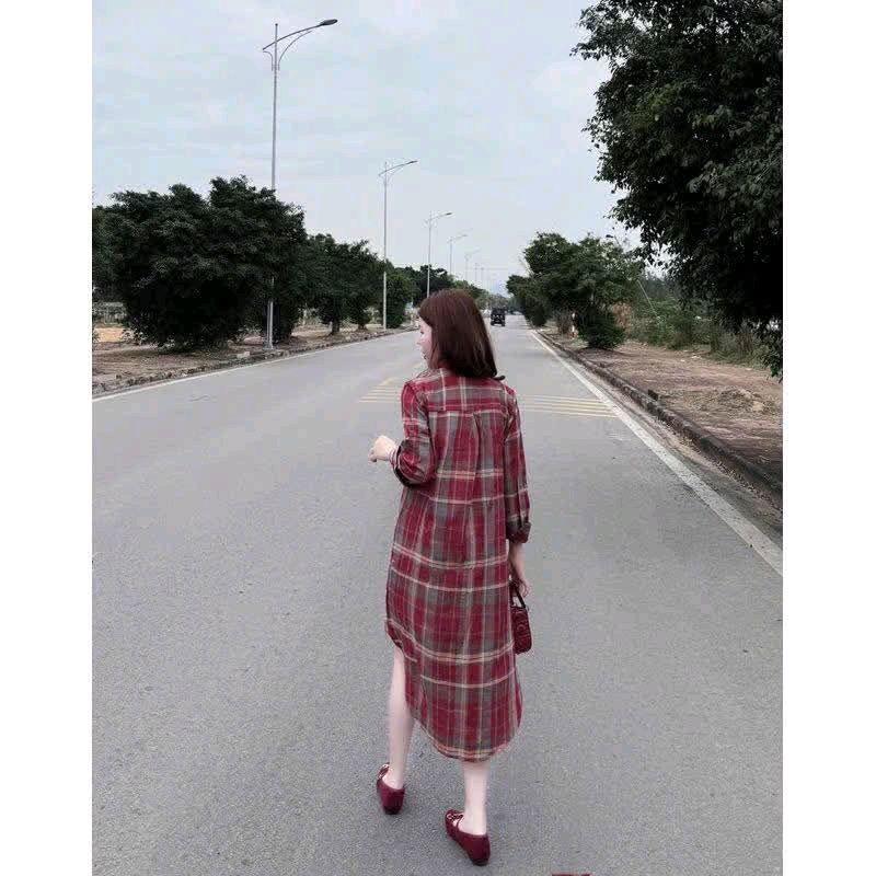Đầm sơmi chất đủi sọc đính phụ kiện gấu lông xù dưới 58kg 3