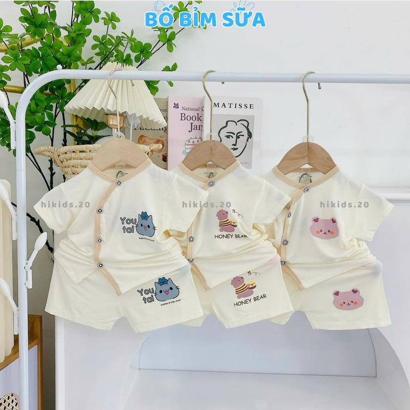 Set 3 - 5 bộ quần áo cộc tay thun lạnh cho bé sơ sinh TT chất thun lạnh mềm mịn thoáng mát cho bé sơ sinh 0-9 tháng CL07 Hi kids