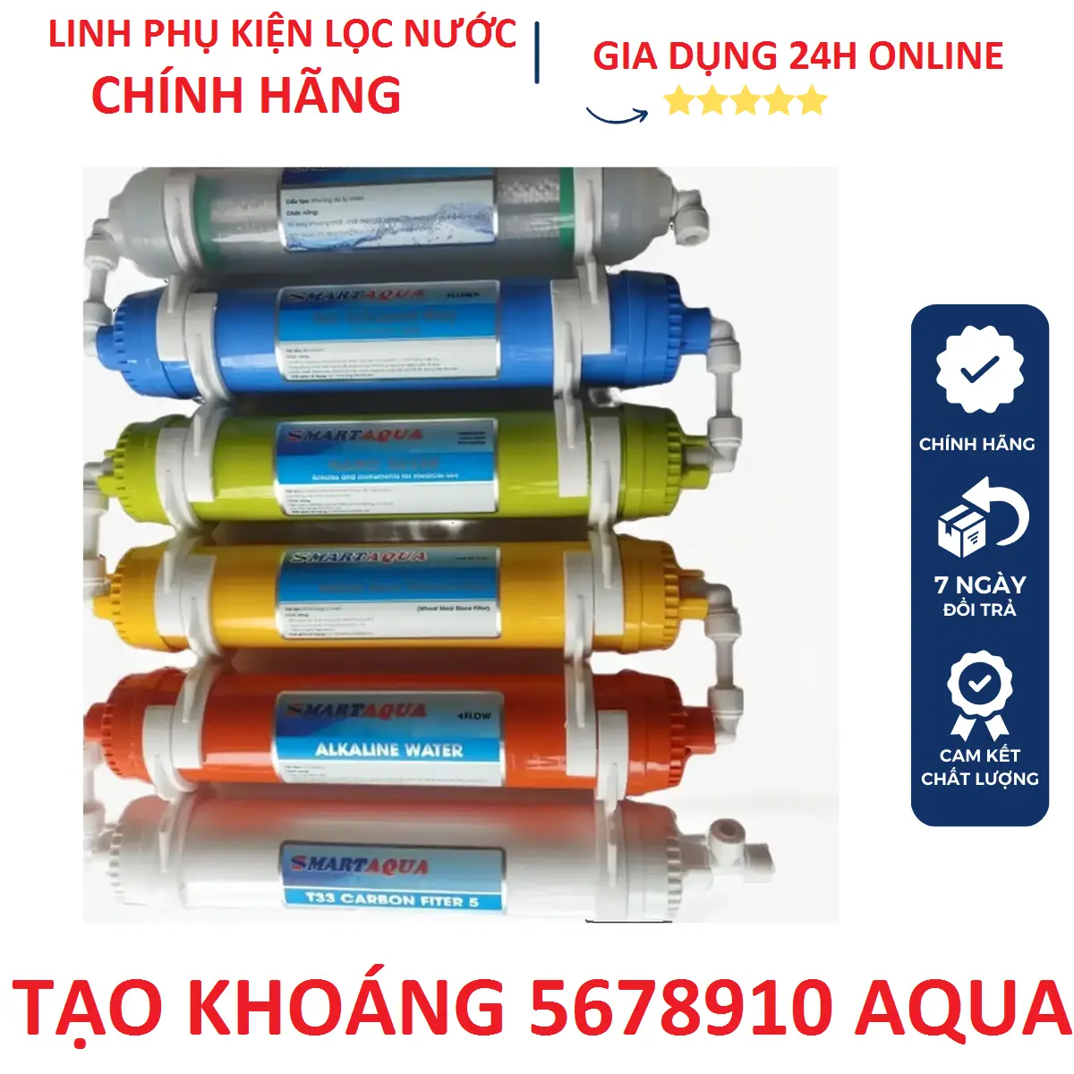 Bộ 6 lõi tạo khoáng 5,6,7,8,9,10 SMART AQUA hàng chuẩn  lắp được cho các loại máy lọc nước
