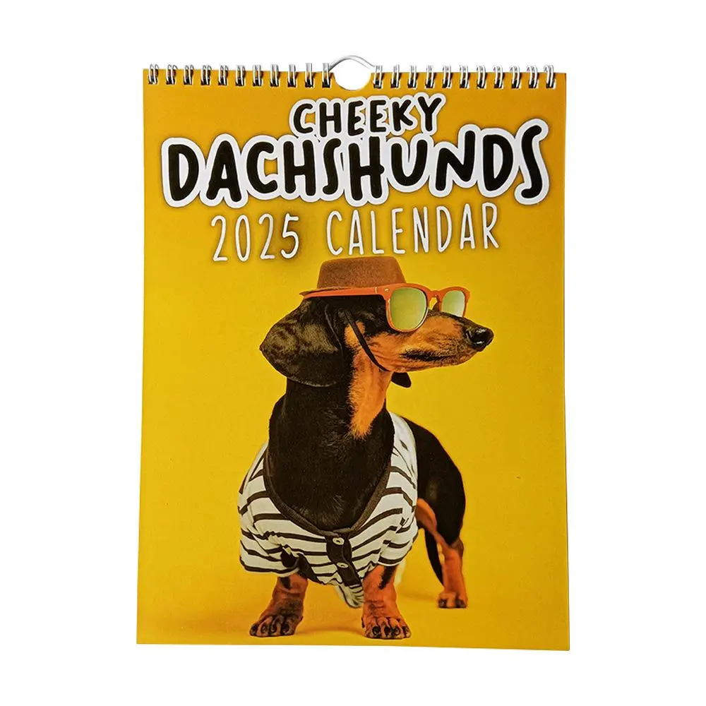 Dachshunds Pattern Wall Calendar, 1 Count 2025 Calendar, Creative Animal Pattern Calendar, Humorous Gift Idea for Pet Lovers, Home Accessories Decor