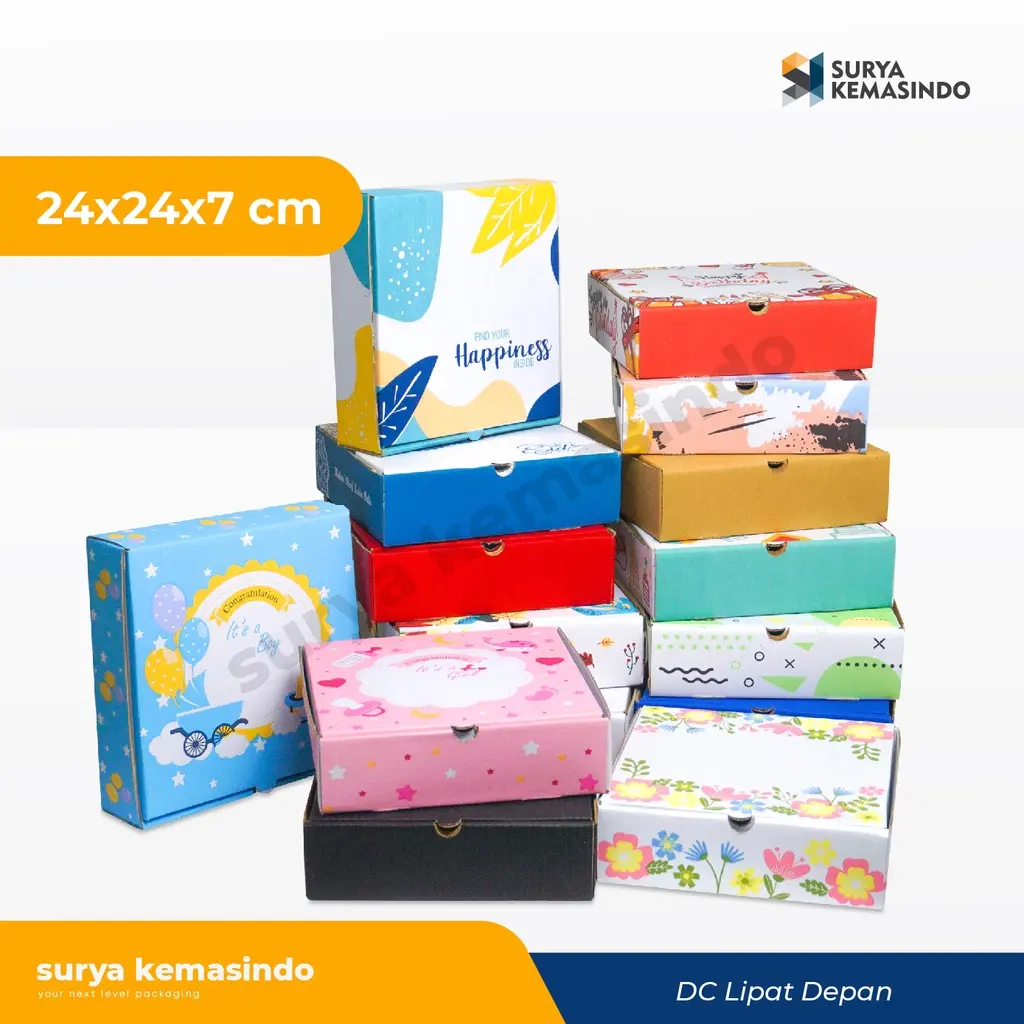 Box 24x24x7 cm LD kardus/polos/Hampers/hoodie/mukena/kardus box/ultah/ulang tahun/happybirthday Paper Plastik Paper Plastik