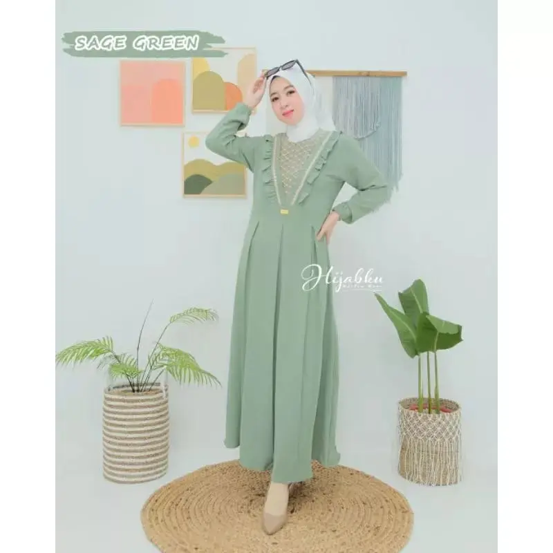 GAMIS SELLA DRESS ORI HIJABKU Airflow Crinkle Karet Muslim