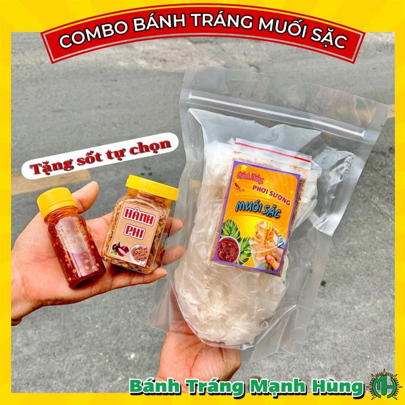 COMBO MUỐI SẶC CAY XỐN LÈ - Bánh tráng phơi sương Mạnh Hùng ( Đồ ăn vặt snacks)