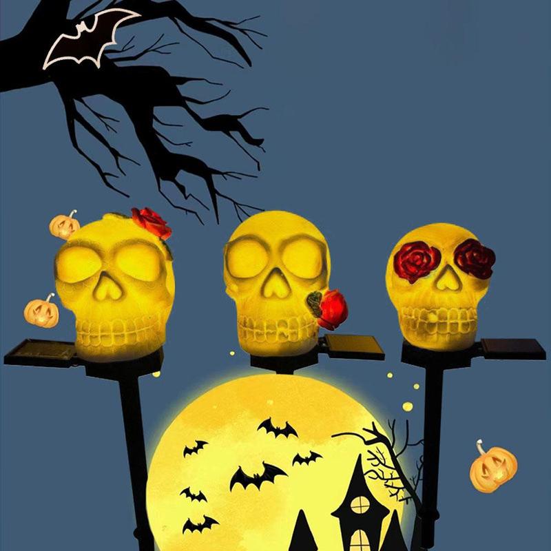 Solar Powered Skull Head Design Hanging Light, Halloween Hanging Light, Halloween Decoration Light for Garden, Yard, Lawn, Desktop, Pond, Balcony, Ornaments 0