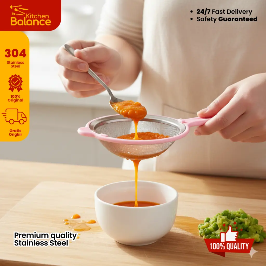 Kitchen Balance Saringan Ceko Mpasi Halus Stainless Steel Gagang Plastik 361