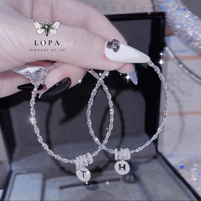 Full Box Lắc tay bạc nữ LoPa SK02 charm chữ cái tên dáng xoắn bi sang chảnh | Lắc tay bạc ta đẹp