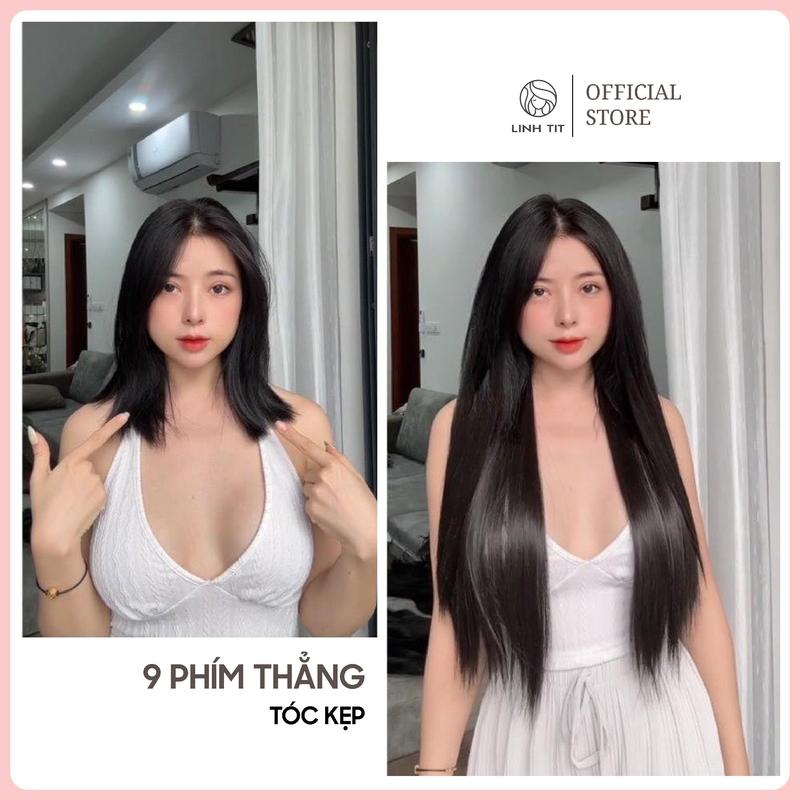 [ BẢN NÂNG CẤP 2025 ] Tóc kẹp nối 9 phím dáng thẳng chất tơ lụa cao cấp CHỐNG RỐI - Toc Gia Linh Tit