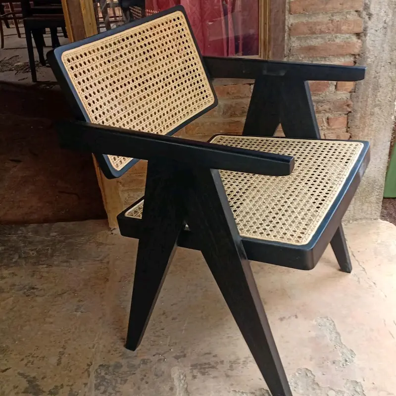 Kursi Jati Rotan Model Kaki A Cafe Lengan Permanen 3
