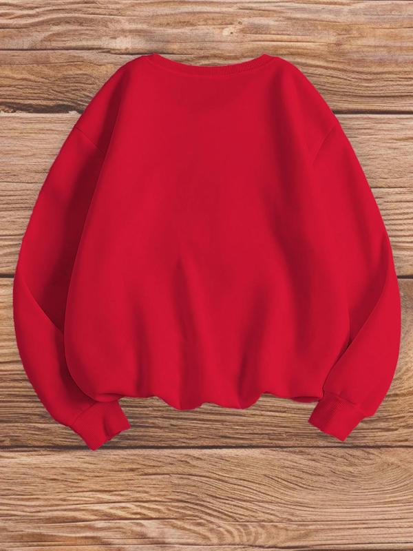 Women's Bee Print Drop Shoulder Fleece Sweatshirt, Casual Long Sleeve Round Neck Pullover for Fall & Winter, Ladies Clothes for Daily Wear 3