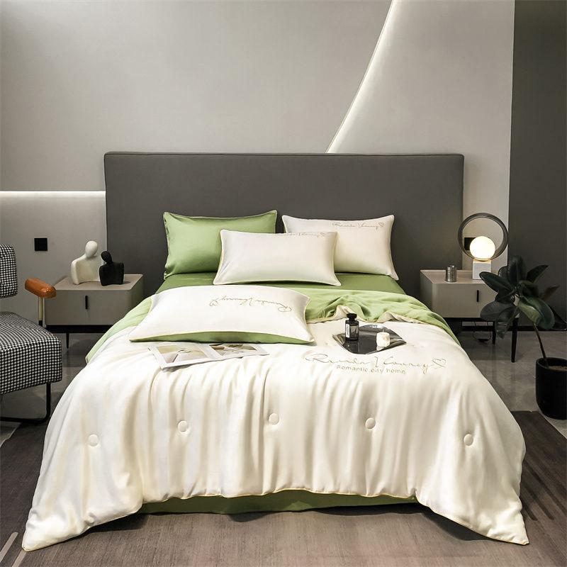 Product Introduction of 2025 Summer Washed Silk Summer Quilt Ice Silk Tencel Summer Quilt Four-Piece Set Double Machine Washable Air Conditioning Quilt Summer Thin Quilt 24