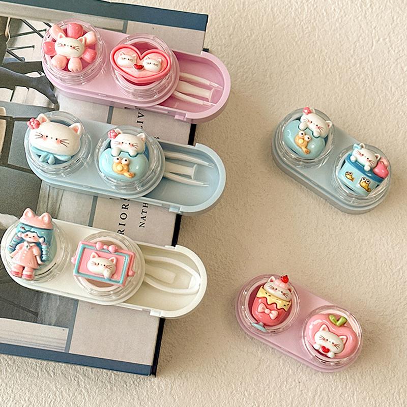 Product Introduction of Cute Contact Lens Case Portable Drawer-type Contact Lens Case With Tweezers And Suction Stick Cute Cartoon Animal Case 13