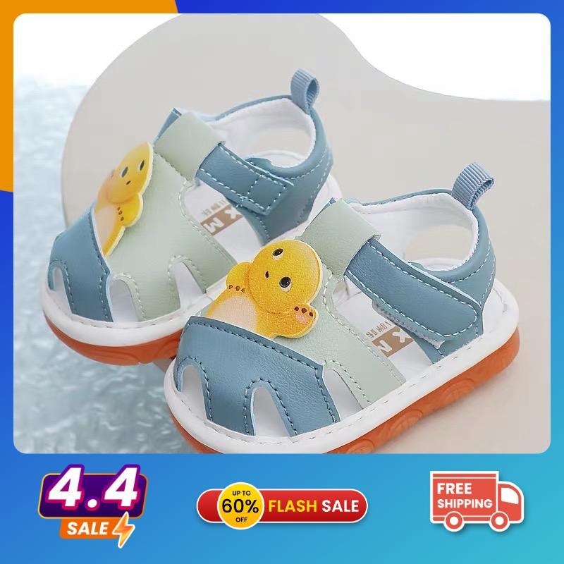 Giày Tập Đi Có Kèn Hoạ Tiết Dễ Thương Bé Gái Bé Trai Chất Da Mềm Êm Chân Quai Dán Đế Chống Trượt An Toàn Mũi Rọ Hở Cho Bé  Sandal Cao Su Kem Voi Dép Sandal píp chip 