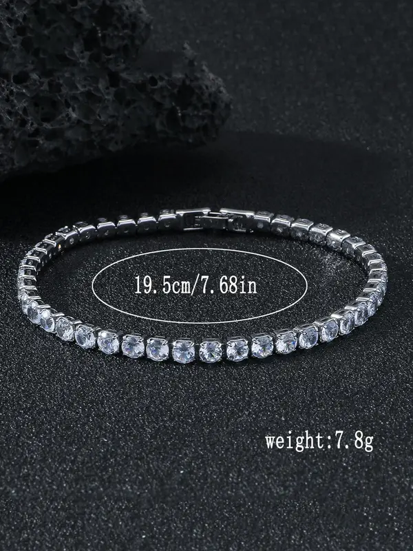 Men's Street Trend Rhinestone Decor Chain Bracelet, Trendy Exquisite Hip Hop Matching Bracelet, Chic Iced out Jewelry As Gift for Men 1