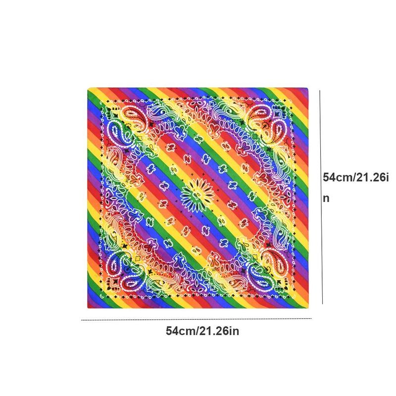 Product Introduction of Trendy Pride Festival Pocket Square Scarf Rainbow Colorful Headband Wristband Lesbian 15