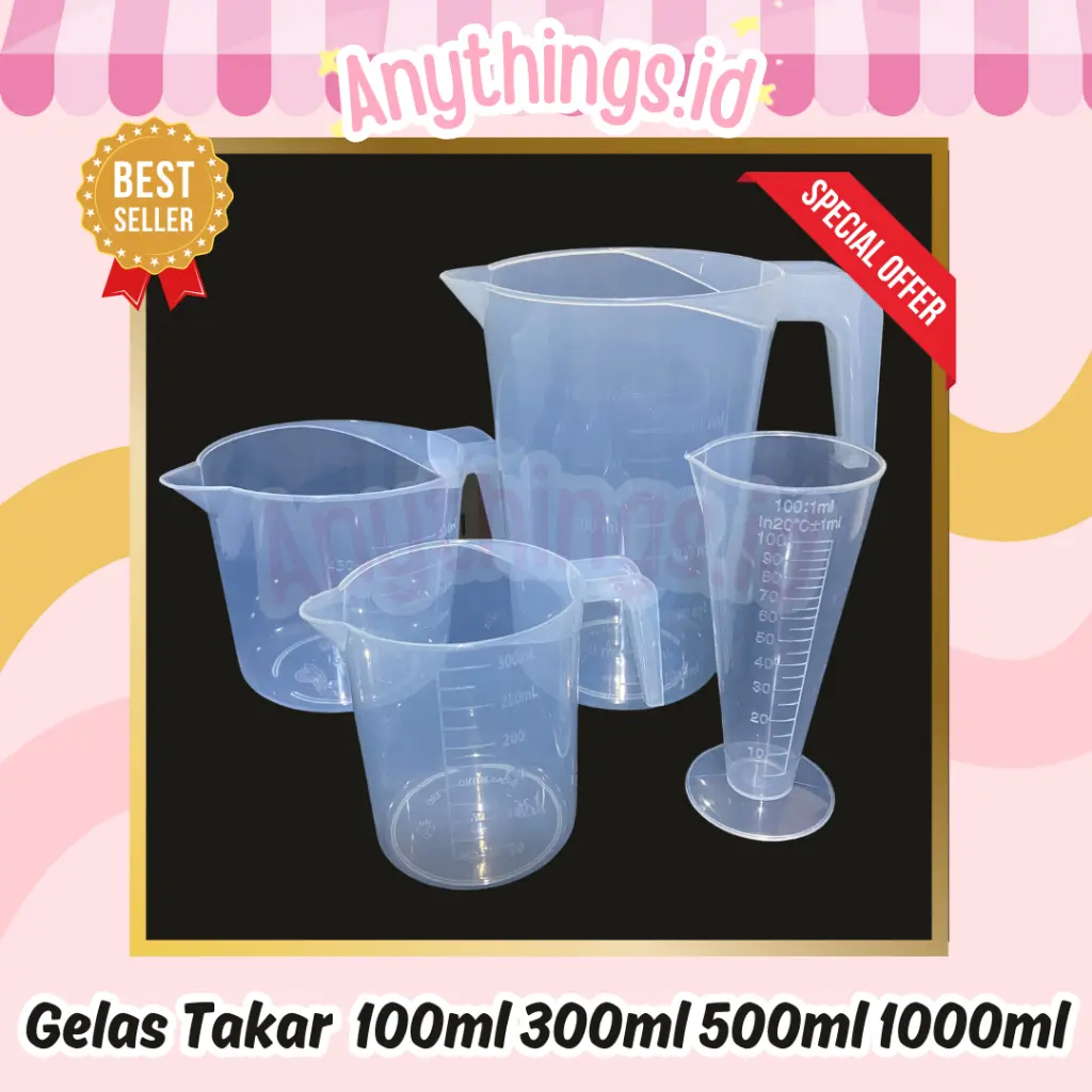 Gelas Takar Ukur 100ml 250ml 300ml 500ml 1000ml Gelas Ukur Plastik Bening Gelas Air Susu Tepung TEBAL Gelas Ukur Cone Kerucut Bulat Kitchenware Takaran