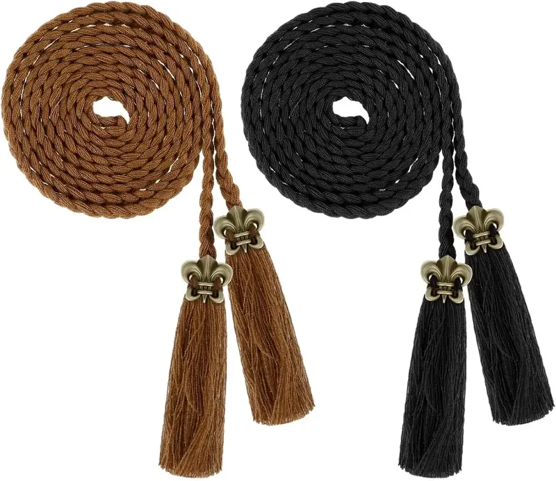 Product Introduction of Women's Skinny Tassel Braided Waist Belt Braided Waistband for Dress Trendy Dress Decorative Handwoven Belt for Skirt Dress 2
