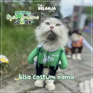 [COSTUM NAMA] Baju Kucing Bahan Poliester Kostum Ojek Online Gojek Series / Size XS-XL / Yuk Belanja Gaes!