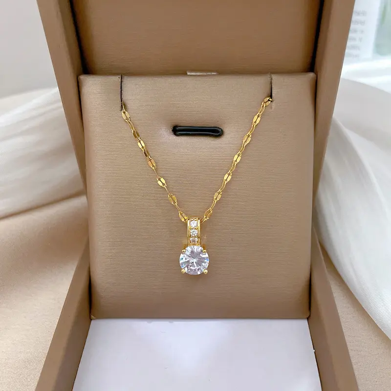 Cute Rhinestone Necklace, Collarbone Chain, Stainless Steel Trendy Party Jewelry, Holiday Birthday Christmas Halloween Gift For Women Mom Friends mother's day gift 1