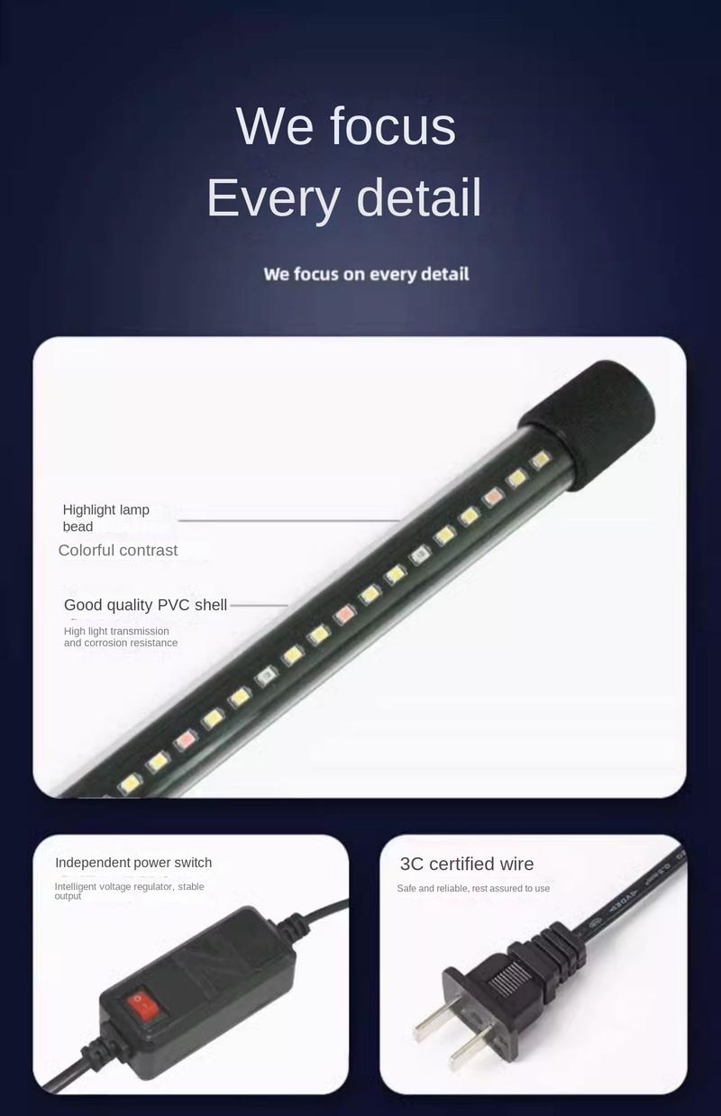Product Introduction of Fish Tank Light Led Light Illumination Aquarium Diving Light Lantern Aquatic Waterproof JINLONGYU Lamp Tube Three-Color Amplification 19