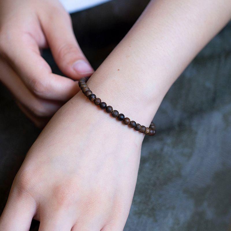 Vòng Tay Trầm Hương Cờ Đen Brunei Lặn Tự Nhiên, Hạt Hình Gạo Nhỏ 4Mm, Vòng Tay Đơn Giản Và Cổ Điển, Dành Cho Phụ Nữ, Năm 2025 8