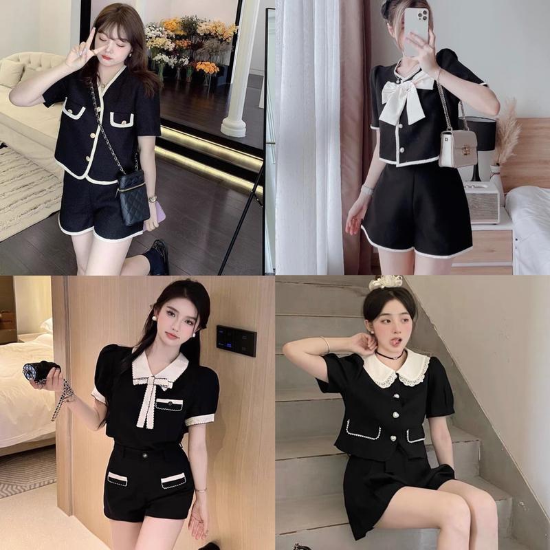 Thời Trang Bigsize Set Quần Áo Dự Tiệc Vải Cotton Lạnh 50 - 100Kg Dễ Thương Top Nữ Jean Đen Women - A.1114