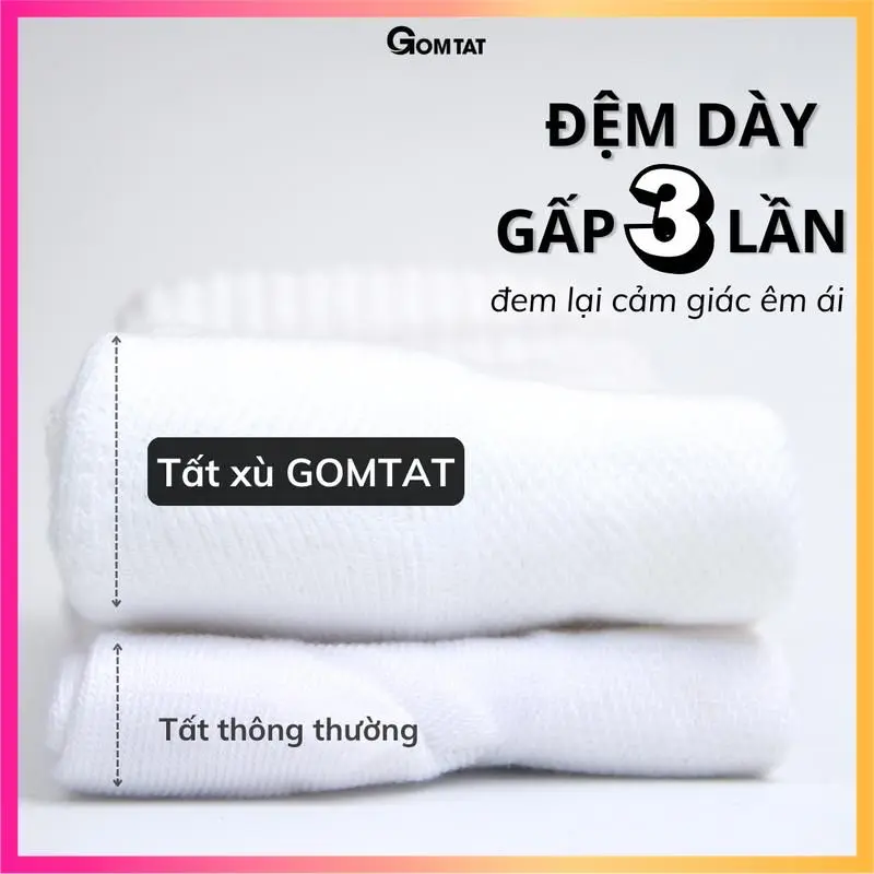 Hộp 5 đôi tất xù GOMTAT cổ cao trơn nam nữ, vớ cao cổ có đệm xù cotton mềm mại êm chân, hút ẩm, thoáng khí, khử mùi, Menswear - TATXU-TRON-CB5 5