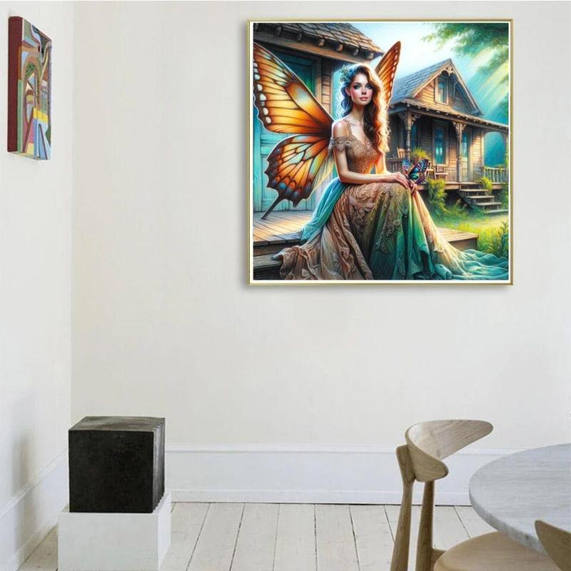 Butterfly Fairy Pattern DIY Diamond Arts Colorful Painting Kit without Frame, DIY 5D Diamond Arts Colorful Painting for Bedroom Home Wall Decor 6