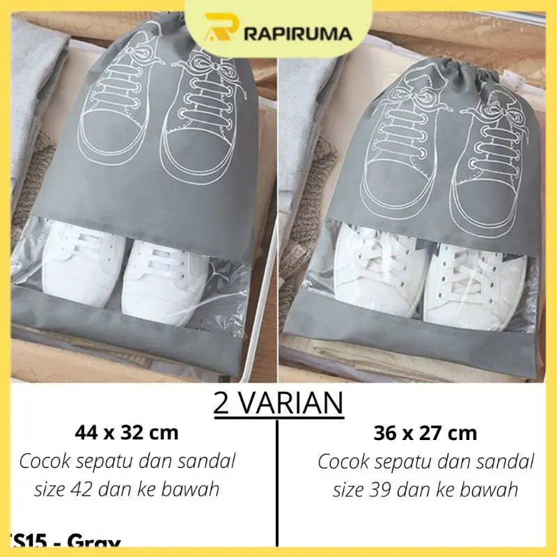Tas penyimpanan sepatu / Tas Sepatu / tasSponbound Serut Korean Shoe Bag Travel Shoe Pouch Murah Berkualitas Kantong Kanvas 3