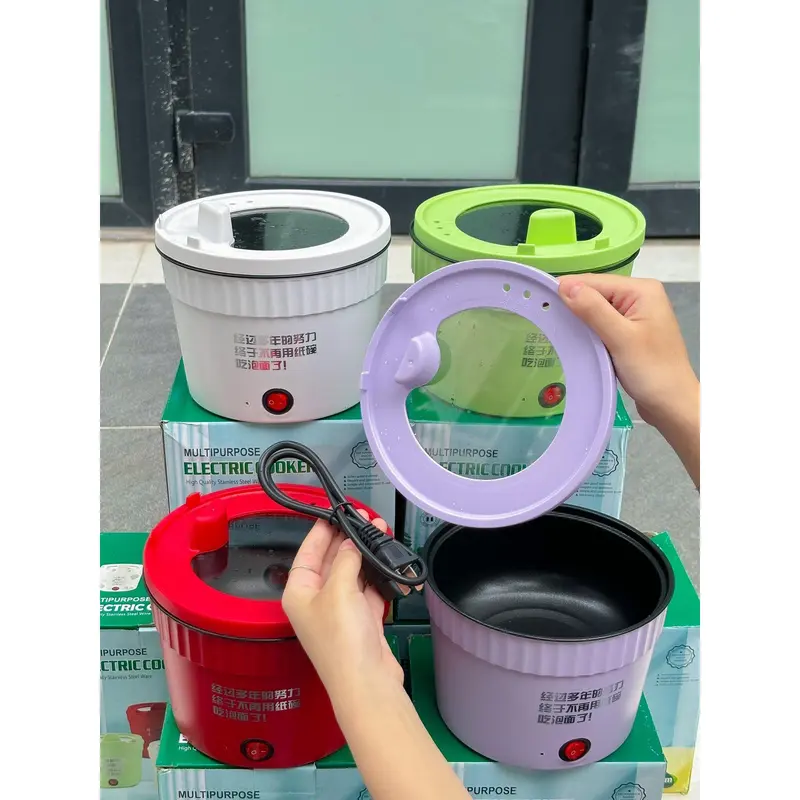 Nồi Lẩu Điện Mini Đa Năng Chống Dính Vân Đá Dung Tích 1,8L, Cốc Lẩu Cô Đơn Hot Có Thể Chiên, Sào, Nấu Mì Dễ Dàng Vệ Sinh Nồi Điện Nấu Ăn 6