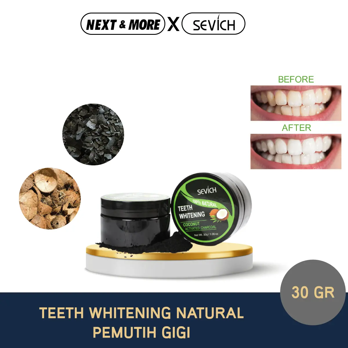 Pemutih Gigi Teeth Whitening Activated Charcoal Natural