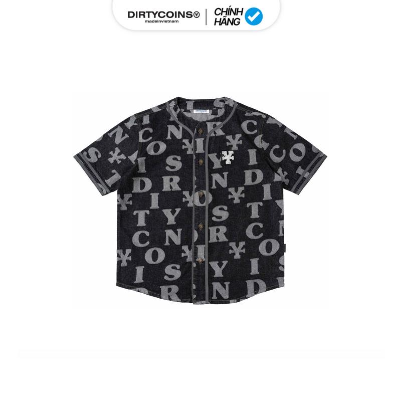 Áo Sơ Mi Dirty Coins Letters Monogram Denim Jersey Shirt - Black Nam Menswear
