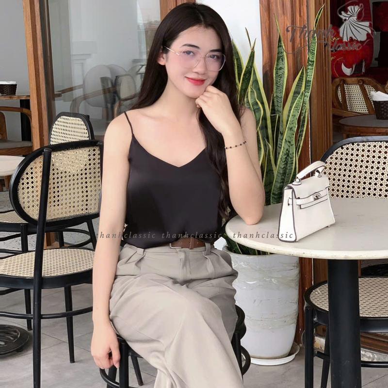 Áo 2 dây nữ cao cấp, áo vải lụa latin cao cấp mặc kèm blazer, chất vải mềm mịn, không nhăn - THANH CLASSIC Women 7
