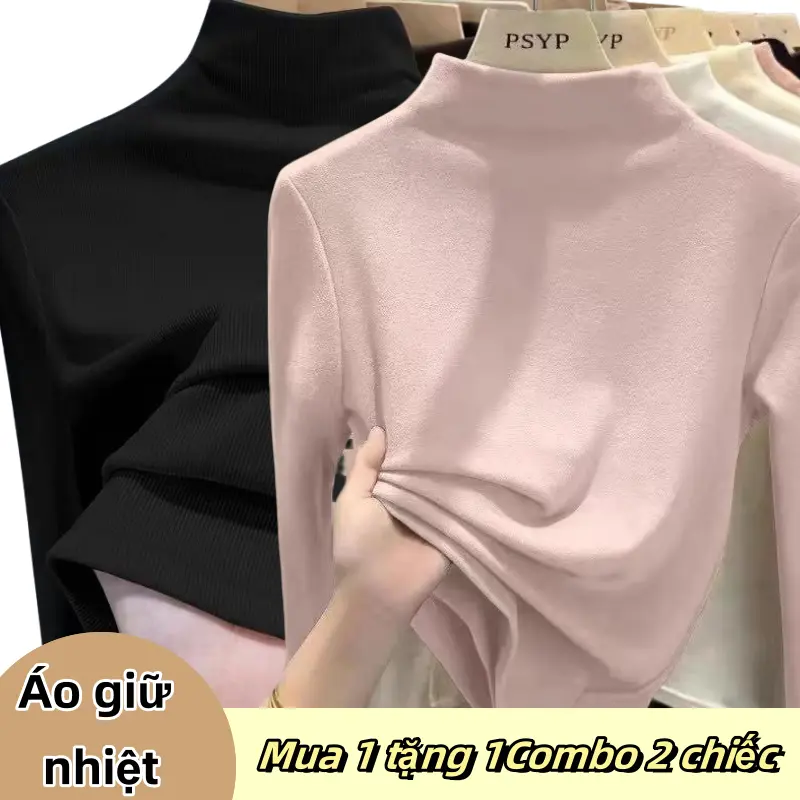 Combo hai cái áo Áo Giữ Nhiệt Cổ Cao 3 Phân Basic Thời Trang Thon Gọn Ấm Áp Màu Sắc Đơn Giản Dễ Mặc Dành Cho  Nữ Nhung  Women