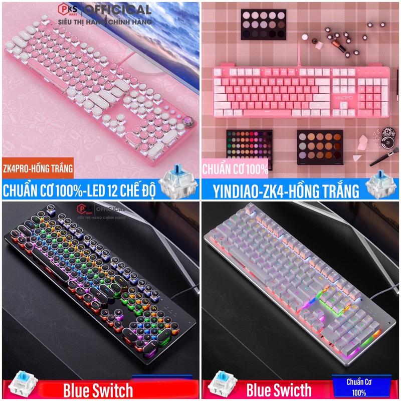 Bàn Phím Cơ Hotswap Có Dây YINDIAO ZK4T-PRO, ZK4V LED Nhiều Màu Và LED Trắng Đổi Được Nhiều Hiệu Ứng Đèn LED Sử Dụng Cho Máy Tính Laptop - PKSMART BẢO HÀNH 12 THÁNG LỖI ĐỔI MỚI TRONG 30 NGÀY