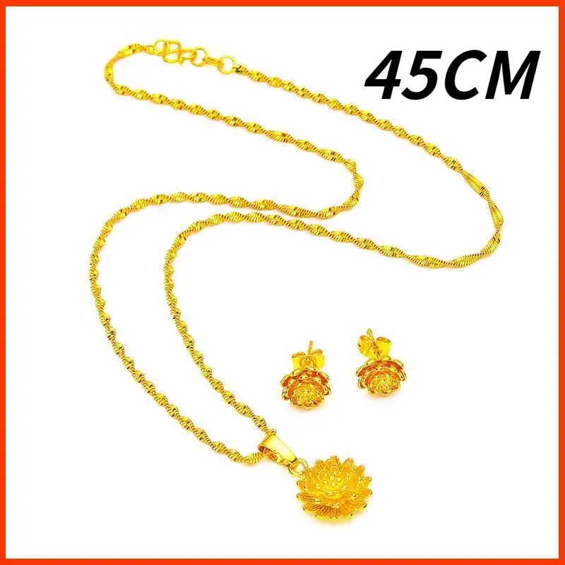 Brass Gilding Beautiful Flower Earring Necklace Set