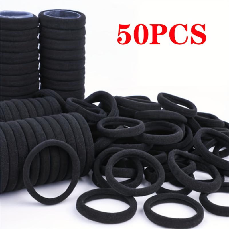 Tali Rambut Hitam Elastik Mudah, 50pcs, Ikat Rambut, Aksesor - TikTok ...