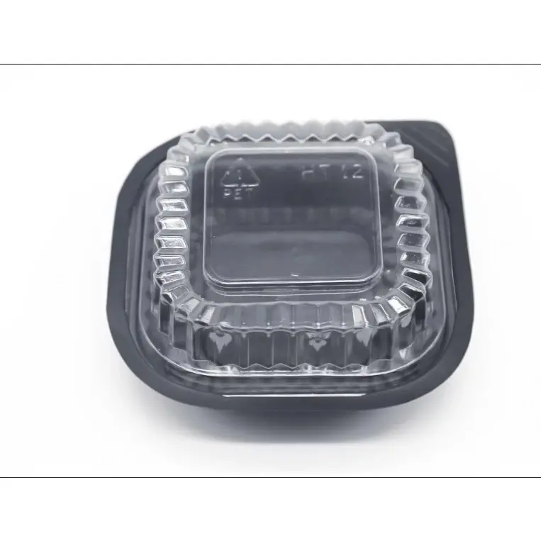 Set 100 Hộp nhựa vuông HT12 đế đen đựng bánh, thực phẩm- Hộp nhẹ, bền, đa năng và tiện dụng 2