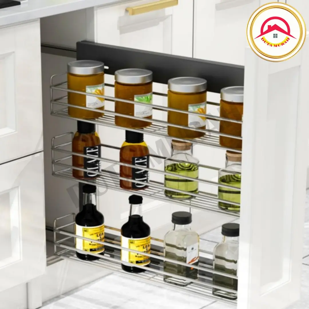 Rak Botol 3 Susun Chrome Stainless Rel Samping Rak Bumbu Gelas Dapur ...