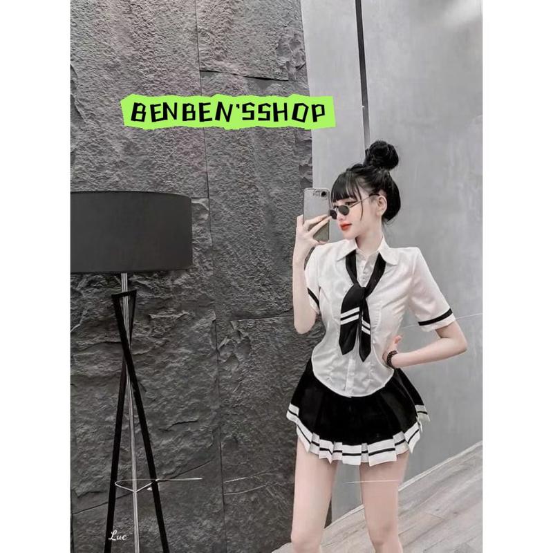 Product Introduction of set áo sơ mi trắng, cà vạt rời đi kèm chân vây xếp li siêu xinh 6