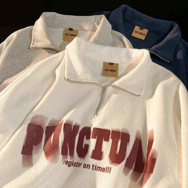 Product Introduction of Áo Len Polo, Khóa Kéo Nửa, Dành Cho Nam Giới, Dáng Rộng Vừa Vặn, Phong Cách Cổ Điển Mỹ, Áo Dài Tay, Thương Hiệu Thời Trang Ins, Cổ Áo bẻ xuống, Thích Hợp Cho Mùa Thu, Áo Khoác 4