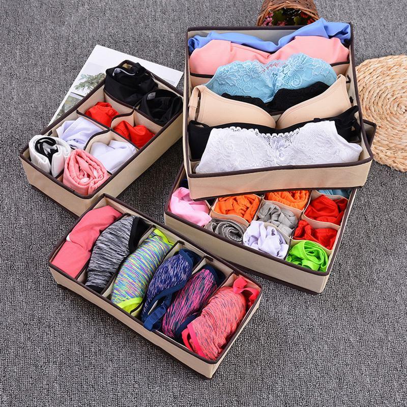 Multi-grid Underwear & Socks Storage Box, 1 Count Folding Clothes Storage Box, Household Home Storage Organizer, Home Organizer Supplies, Summer Gift 8