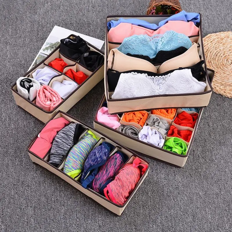 Multi-grid Underwear & Socks Storage Box, 1 Count Folding Clothes Storage Box, Household Home Storage Organizer, Home Organizer Supplies, Summer Gift 7