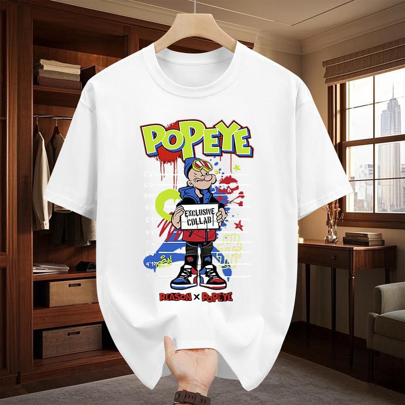 Product Introduction of Áo Thun Cotton Dáng Rộng Phong Cách Đường Phố Xu Hướng Cho Nam, Cá Tính, In Hình Graffiti, Thời Trang 1