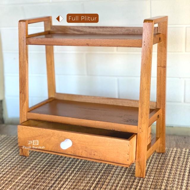 Product Introduction of Rak Bumbu Dapur 2 Tingkat variasi Laci WARNA WARNI SERBAGUNA DAN MINIMALIS Dapat disesuaikan Tegak Logam 2 Lapis Kayu 5