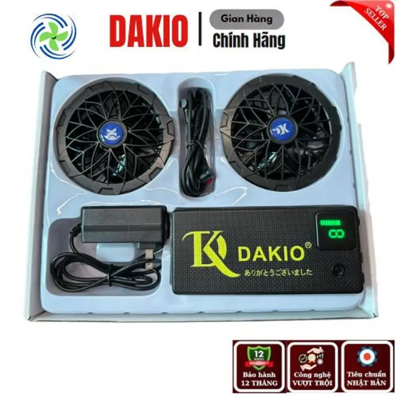 (BẢO HÀNH 1 NĂM) Bộ Phụ Kiện Áo Điều Hòa Nhật Bản DAKIO Pin 50,000mAh, quạt 17V công suất mạnh kèm sạc,dây DC chống đứt 0
